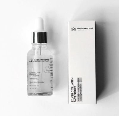 Feel Awesome Collagen Booster Serum with 24k Silver Helps in Skin Tightening, Reducing Fine Lines &amp; Boosting Collagen No Artificial Fragrance 1.01 Fl Oz 30 Ml