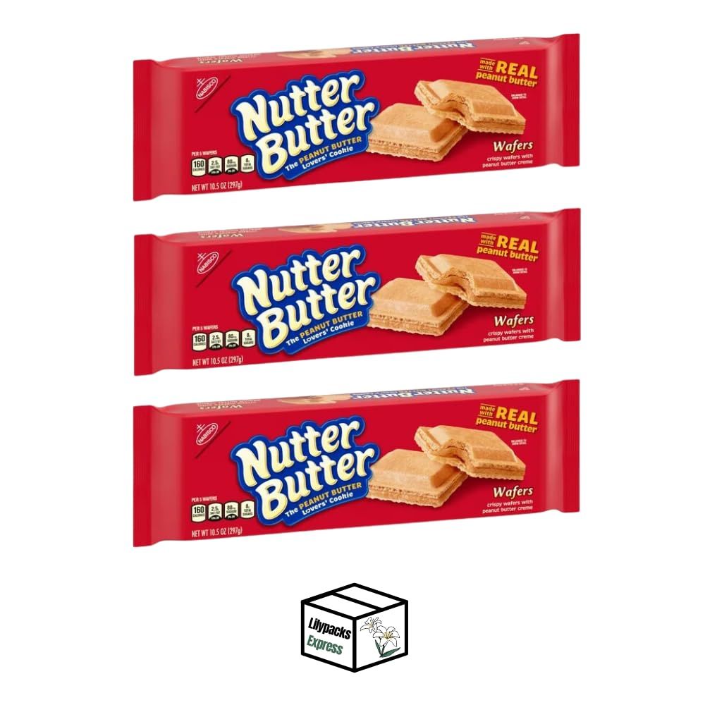Nutter Butter Peanut Butter Wafer Cookies 10.5 oz 3 Pack Bundled By Lilypacks Epxress