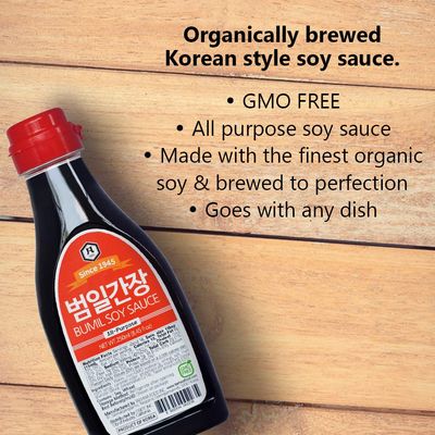Taehwa Food Bumil All Purpose Soy Sauce, 8.45fl oz, Premium Essential Korean Organically Brewed GMO Free Sauce for Tasty Seasoning and Dip, Brings Out Authentic Flavor for Stir-Fry Grilled Meat &amp; Fish