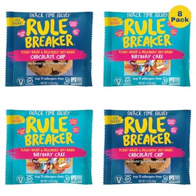 Rule Breaker Snacks Vegan Gluten Free Variety Pack Blondie Brownie Cookies Plant-Based, Dairy, Nut, Soy, Allergen Free, Kosher Soft-Baked, Great for lunchboxes Snacks for Kids and Adults Pack of 8