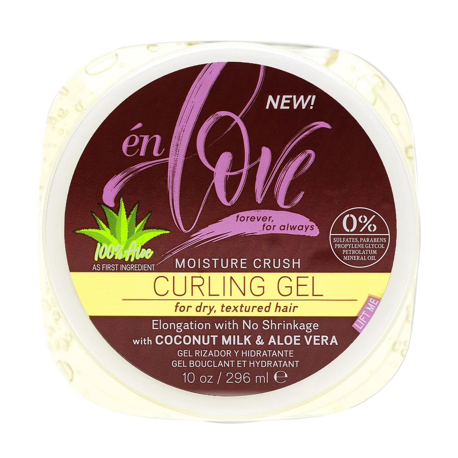 en Love Moisture Crush Curling Gel with Natural Coconut Milk &amp; Pure Aloe Vera for Curly or Wavy Hair Non-Flaking &amp; Alcohol-Free Defines Curls, Coils &amp; Waves, Wraps and Braids Deep Hydration