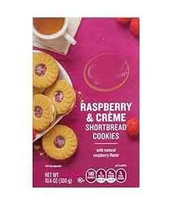 Emblem Raspberry Creme Shortbread Sandwich Cookies, Gold Snack Snacking Food Treat, 10.6oz Box