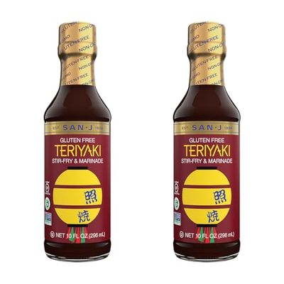 San-J - Gluten Free Teriyaki Sauce - Well-balanced Sauce for Cooking - Non-GMO - 10 oz Bottle - 2 Pack