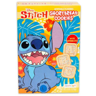 Disney Lilo and Stitch Shortbread Cookies Snack Box 6oz - Pantry Birthday Party Favors Cookie Pack Bundle with Stitch Sprinkled Cookie Sweet Treats, Stickers Kids Snacks for School Lunch