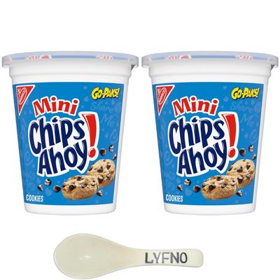 Chips Ahoy 3.5 Oz Cups 2 Cups - Chips Ahoy Mini - Chips Ahoy! - Nabisco Chips Ahoy - Chips Ahoy Cup Lyfno Trademark Spoon Included
