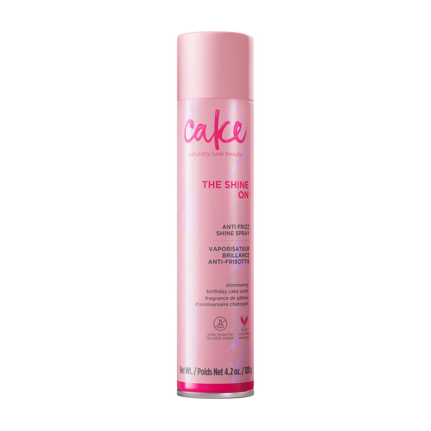Cake Beauty Anti Frizz Shine Spray, The Shine On - Blocks Humidity for Smooth, Frizz Free, Shiny Hair - Safflower, Sweet Almond, Moringa &amp; Argan Oil - For All Hair Types - 4.2 Oz