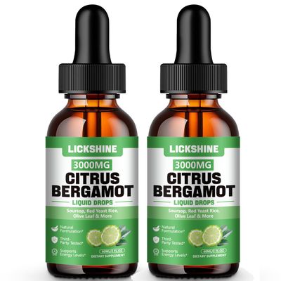 lickshine 2 Pack 3000mg Citrus Bergamot Liquid Drops - High Absorption - Cholesterol Lowering Supplement for Immune Support Healthy Anti-Aging, Hight Cholesterol - Soursop Bitters Liquid, 4 Fl Oz