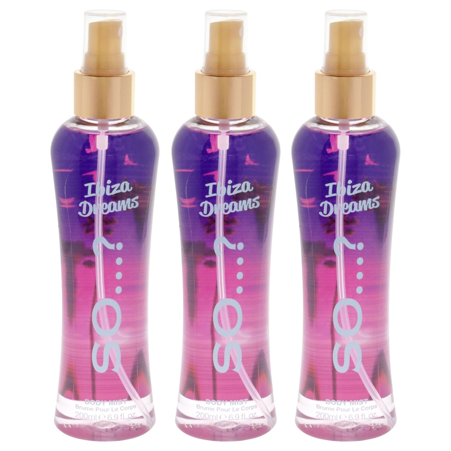 So? Ibiza Dreams Body Mist Long-Lasting Perfume for Women with Fruity, Floral Notes - Body Spray for Women - 3 pc
