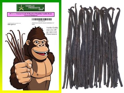 25 Split Extract Grade B Madagascar Bourbon Natural Vanilla Beans 56 by Vanilla Products USA