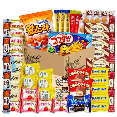 Journey of Asia Korean Snack Box - 62 Count Care Package Individually Wrapped Packs of Snacks, Cookies, Candy, Treats for Friends Family Birthday College Student Office School by Seconde Nature