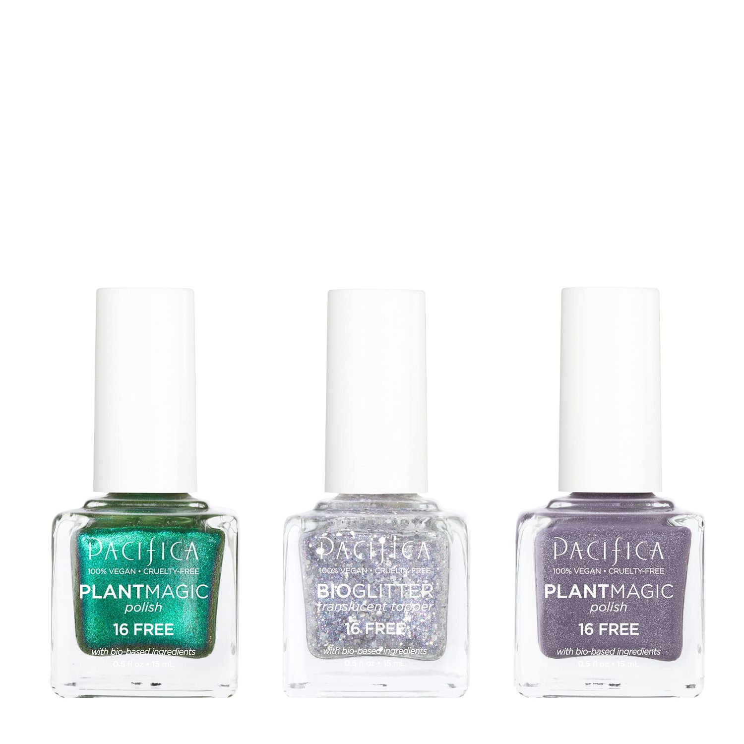 Pacifica Beauty, Plant Magic Nail Polish Set, Longwear Formula, Vegan &amp; Cruelty Free, 3 Count