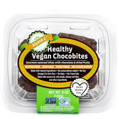 Alyssas Vegan Chocobites ? Gluten Free Cookies, Healthy Snacks from the Bakery ? Dairy Free, Sugar Free, Low Carb, Keto Protein Snacks ? Gluten Free Snacks for Kids ? 8 Cookies per box, 1 Pack
