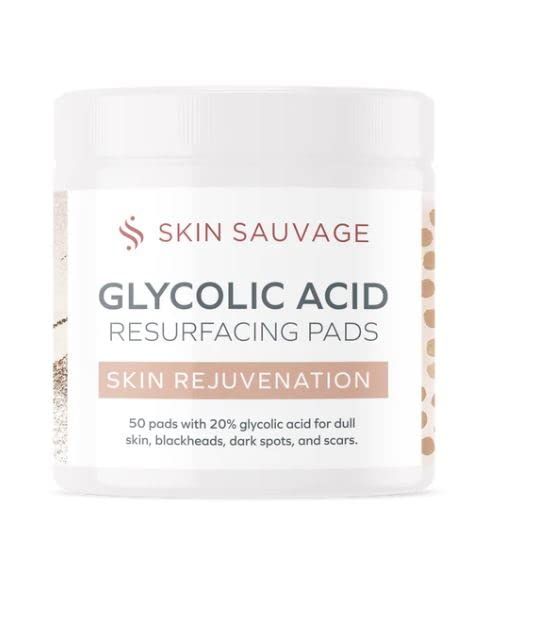 SKIN SAUVAGE Glycolic Acid Resurfacing Pads for Face &amp; Body - Unveil Smooth Skin, Reduce Wrinkles, and Achieve a Radiant Complexion with Our Expertly Formulated Peel Pads