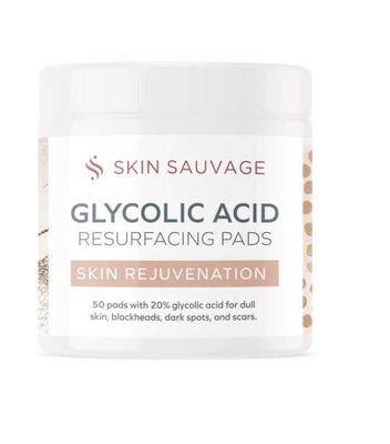SKIN SAUVAGE Glycolic Acid Resurfacing Pads for Face &amp; Body - Unveil Smooth Skin, Reduce Wrinkles, and Achieve a Radiant Complexion with Our Expertly Formulated Peel Pads