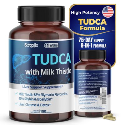 TUDCA Supplement with Milk Thistle - 85 Silymarin Flavonoids - Supports Liver Wellness &amp; Digestive Health - Made in The USA