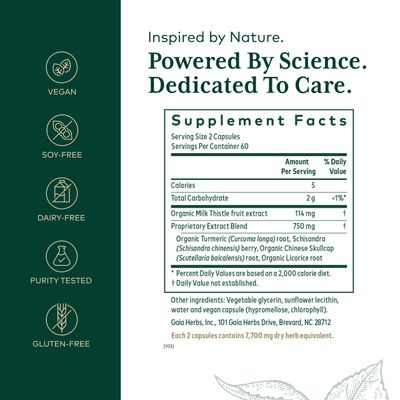 Gaia Herbs Pro Daily Liver Pro - Natural Liver Support - with Milk Thistle, Licorice Root, Turmeric Root & More - Vegan, Organic & Gluten-Free - 120 Liquid Phyto-Caps 60 Servings