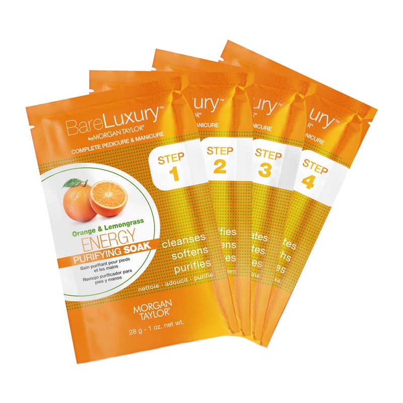 Morgan Taylor BareLuxury 4-Step Complete Pedicure &amp; Manicure Packs Orange &amp; Lemongrass - Complete Nail Care Kit with Soak, Masque, Scrub &amp; Massage Butter, Professional Spa-Quality Treatments.