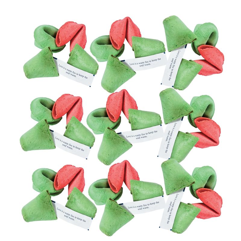 Christmas Fortune Cookies, Red Green, 100 Count, Individually Wrapped, Dairy-Free