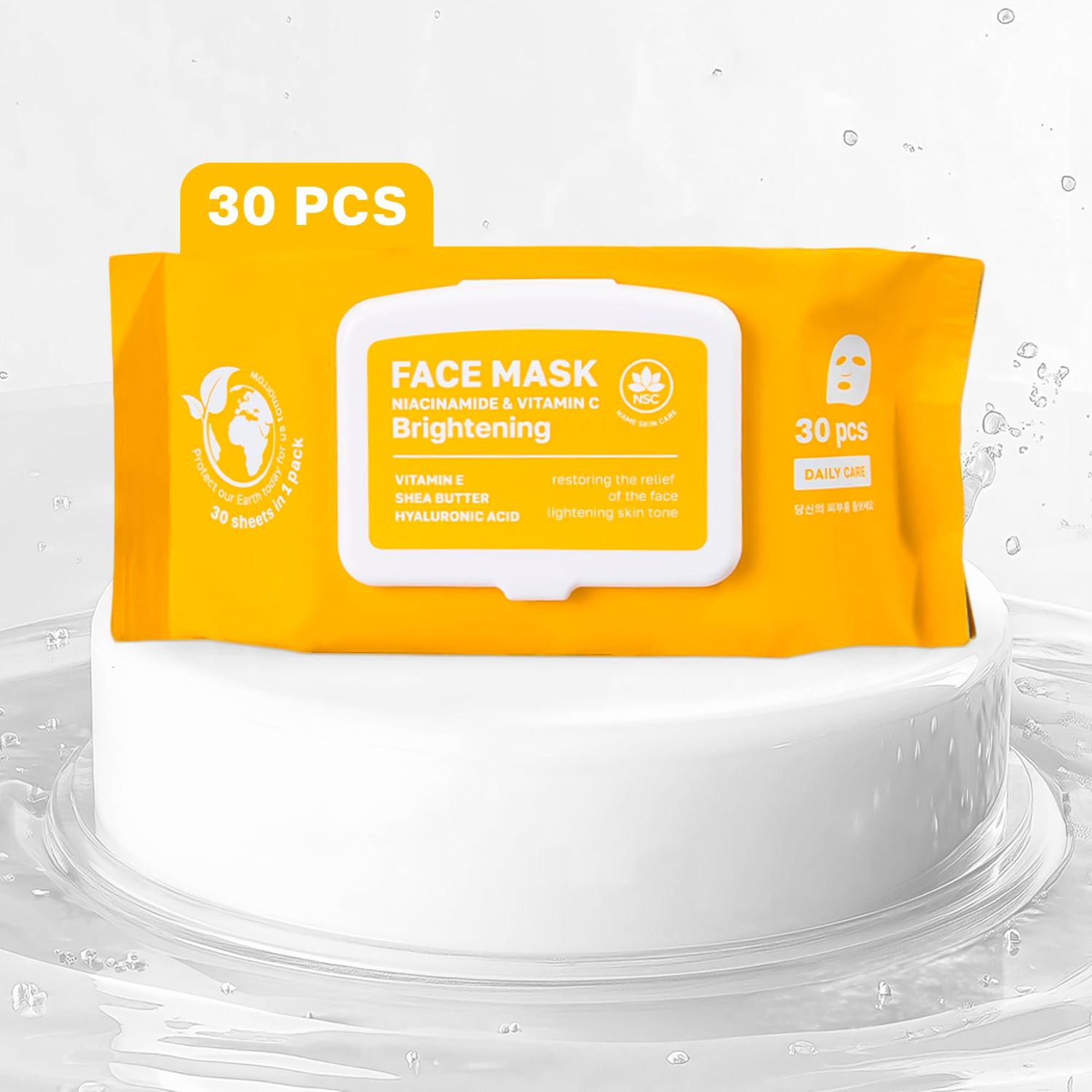 Korean Sheet Masks with Niacinamide &amp; Vitamin C - 30-Pack Premium Face Mask Set - Intensive Hydrating Sheet Mask Collection - Advanced K-Beauty Skincare - Complete Monthly Supply for Daily Face Care