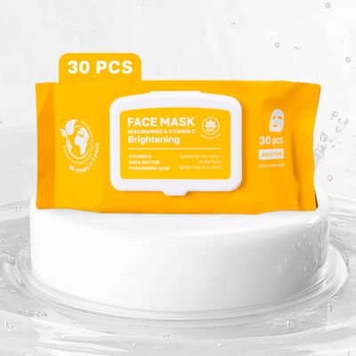 Korean Sheet Masks with Niacinamide &amp; Vitamin C - 30-Pack Premium Face Mask Set - Intensive Hydrating Sheet Mask Collection - Advanced K-Beauty Skincare - Complete Monthly Supply for Daily Face Care
