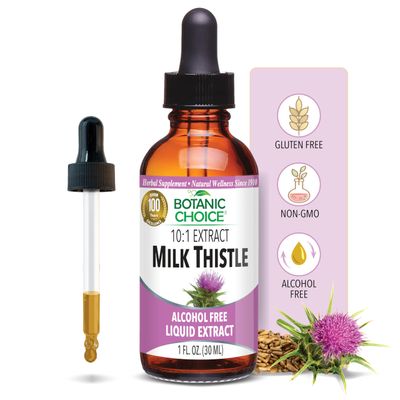 Botanic Choice Milk Thistle Liquid Extract, Alcohol Free, Gluten Free, Fast Acting Traditional Liver Favorite, 1 fl. oz
