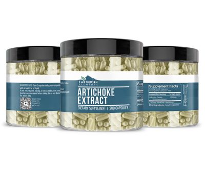 Earthborn Elements Artichoke Extract 200 Capsules, Pure &amp; Undiluted, No Additives