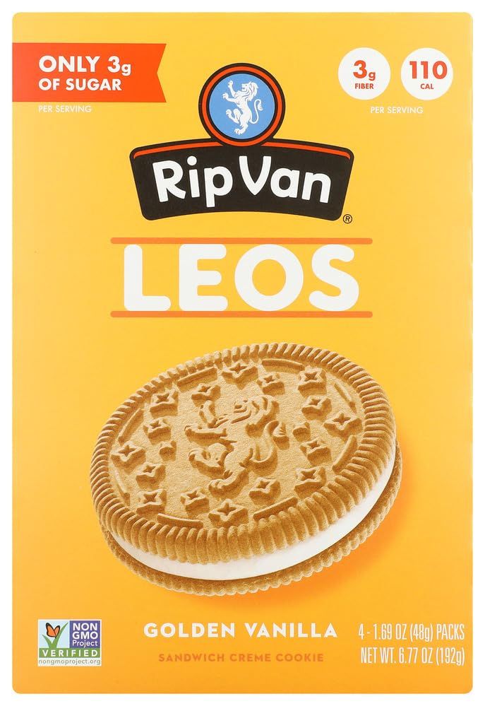 Rip Van Leos Sandwich Creme Cookies, Golden Vanilla, Non-GMO, 6.77 Ounce Pack of 6