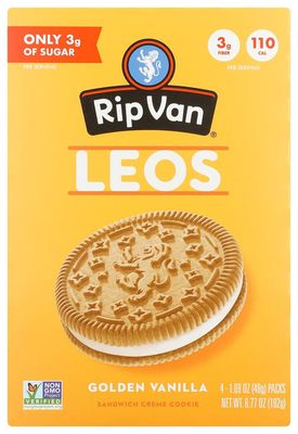 Rip Van Leos Sandwich Creme Cookies, Golden Vanilla, Non-GMO, 6.77 Ounce Pack of 6