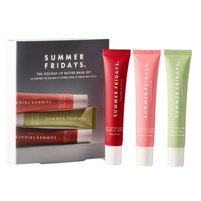 Summer Fridays Holiday Lip Butter Balm Set - Conditioning Vegan Lip Balm for Instant Moisture, Shine &amp; Hydration - Includes Cherry, Sweet Mint &amp; Pink Sugar 3 Count