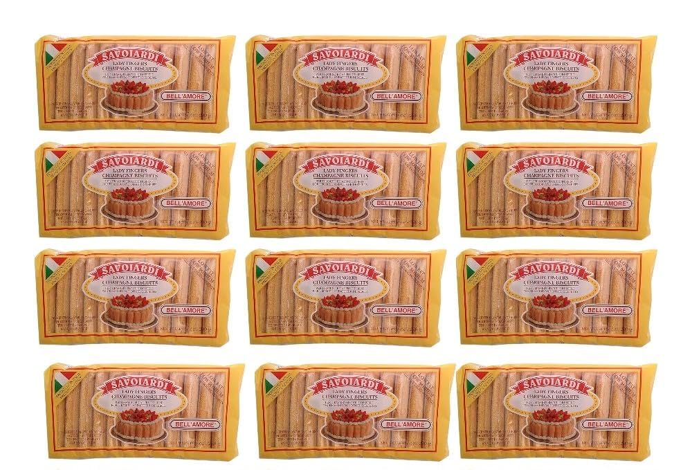 Lady Fingers for Tiramisu, 12 Pack, 200g 7 OZ Each, Shelf Stable Bulk Savoiardi Case, Ladyfingers Cookies for Tiramisu, Ideal for Bakeries and Food Service Made in Italy - Bell&#39;Amore