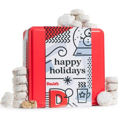 Davids Cookies Butter Pecan Meltaways Flavored Cookies With Crunchy Pecans In A Happy Holidays Themed Tin Gift Box - Deliciously Soft and Gourmet Melt In Your Mouth Flavorful Cookies In A Beautiful...