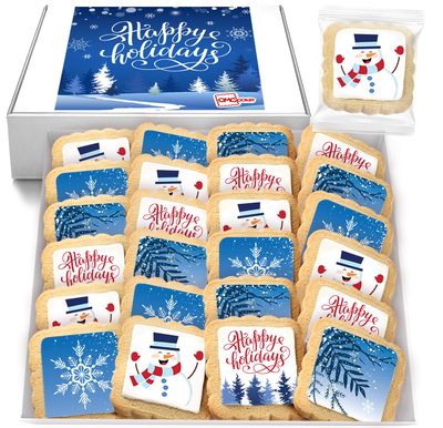 Happy Holidays Cookies Party Favors Treats Holiday Gourmet Corporate Employee Food Gift basket INDIVIDUALLY WRAPPED Bulk 24 Decorated Sugar Cookies
