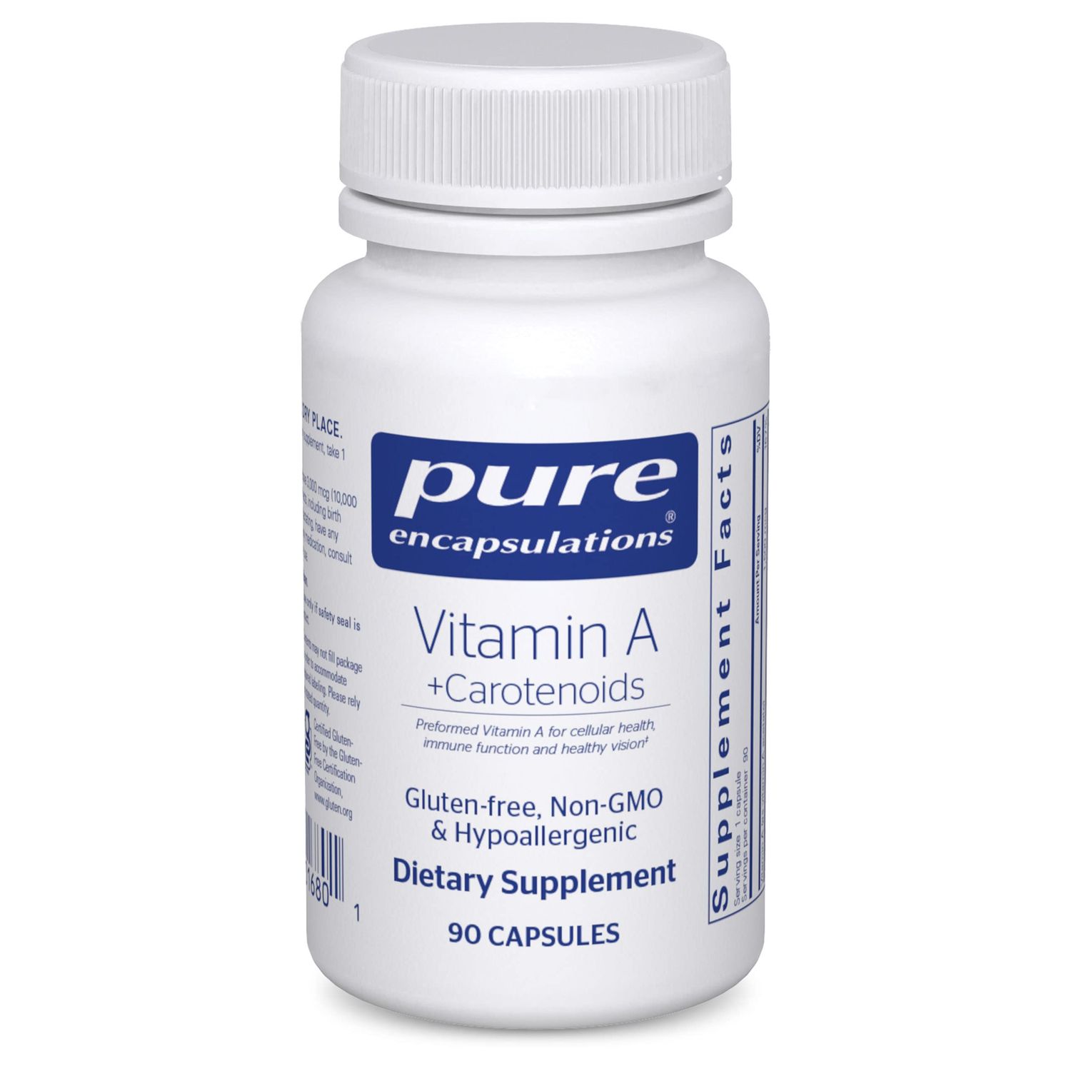 Pure Encapsulations Vitamin A Carotenoids Lutein, Zeaxanthin, and Astaxanthin Hypoallergenic Dietary Supplement 90 Capsules