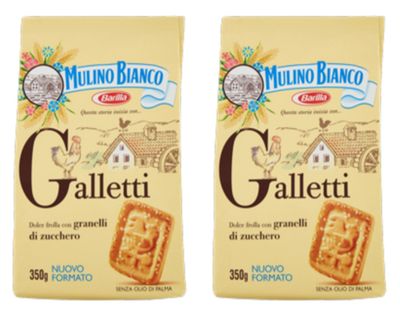 Mulino Bianco: Galletti shortbread with sugar granules - 12.3 Oz 350g Pack of 2 Italian Import