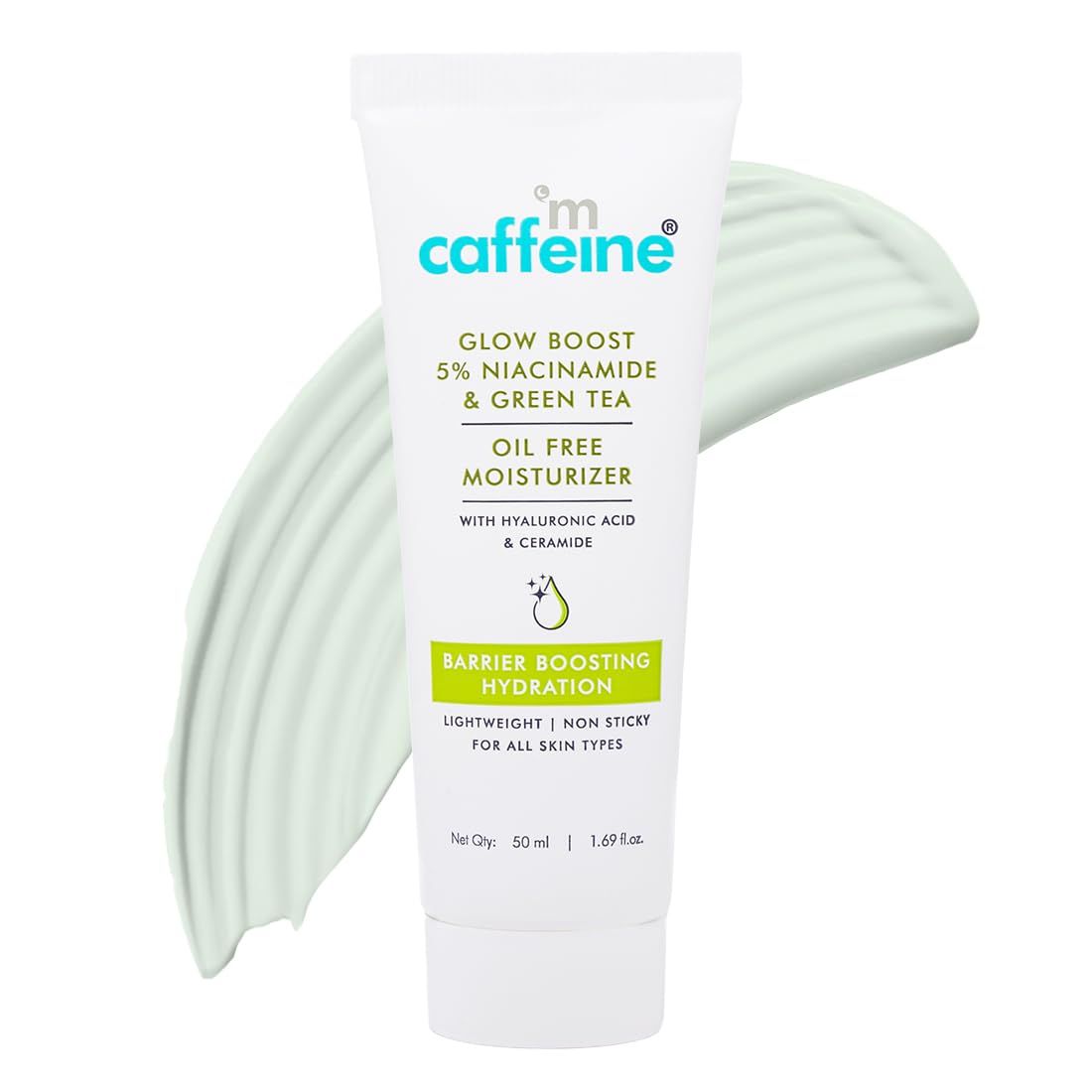 mCaffeine Green Tea Oil-Free Facial Moisturizer with 5 Percent Niacinamide - Strengthening Skin Cream with Aloe Vera - Ideal for Oily Skin - 1.69 oz