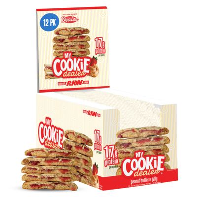 My Cookie Dealer Protein Cookies, Peanut Butter &amp; Jelly 2.2oz, Pack of 12 - 17g Protein per Cookie - Individually Wrapped Workout Snacks for On-The-Go Travel
