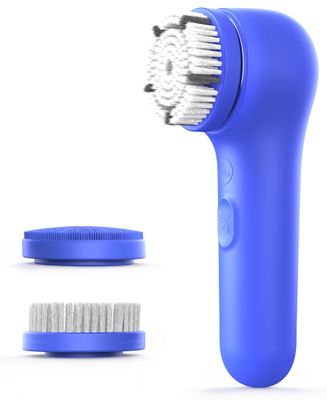 Spinning &amp; V-Sonic Face Scrubber, NagraCoola 3.0 Facial Cleansing Brush, Waterproof &amp; Rechargeable Face Scrub Brush for Men &amp; Women with 3 Brushes, 3 Intensities, 2 Action Modes - Blue