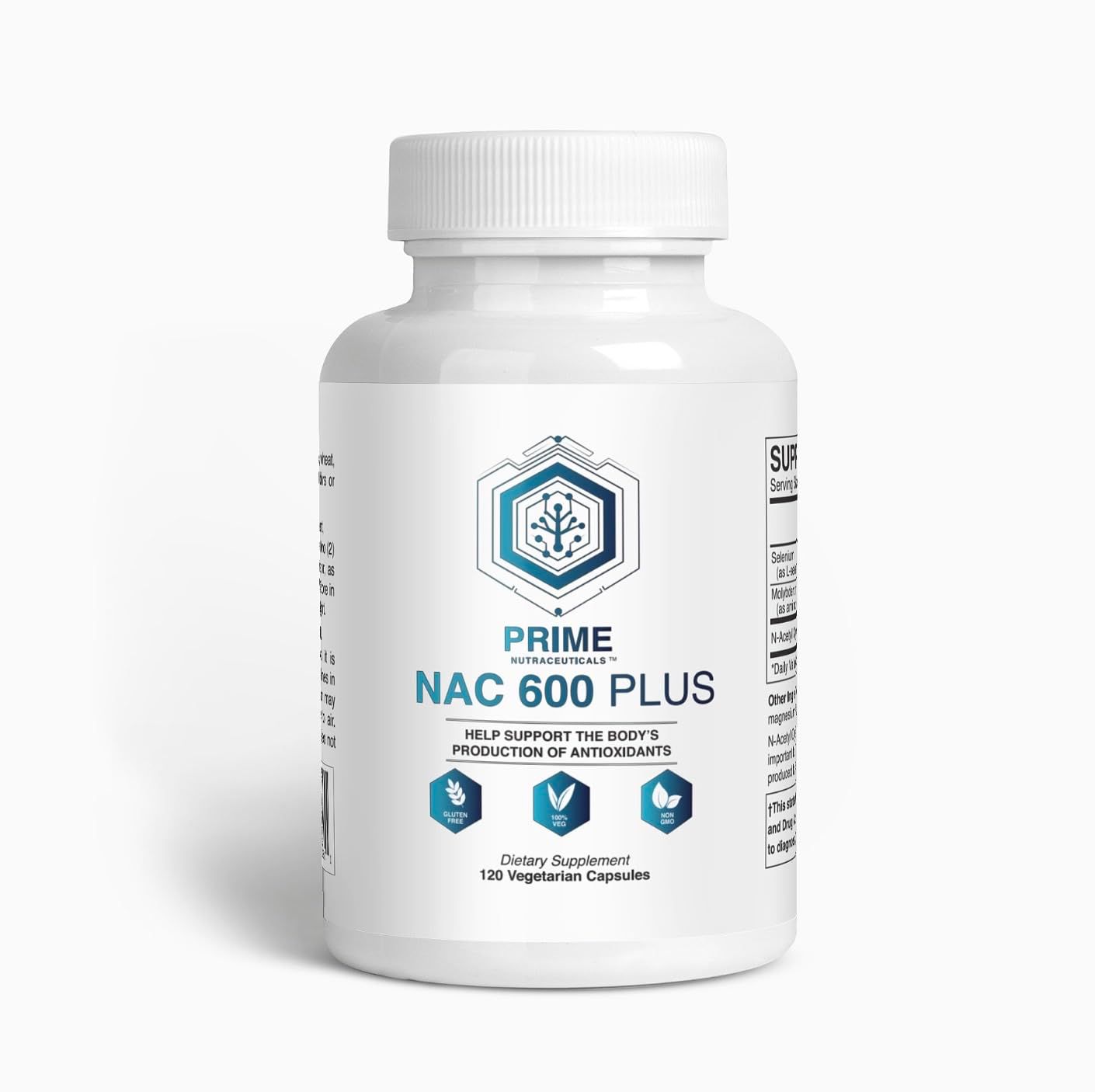 Prime Nutraceuticals NAC 600 mg for Lung Health, Liver Support, Immune Support, Cognitive Function, Respiratory Health &amp; Antioxidants - with Selenium and Molybdenum