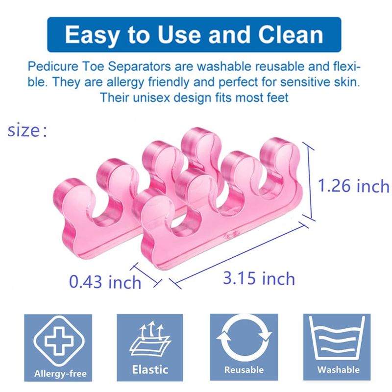 ZaxSota Pedicure Toe Separators for Bunion &amp; Nail Polish Orthopedic Gel Toenail Dividers, Soft Gel Pedicure Kit Suitable for Salon Supplies, Beauty Tools for Toenail Separation