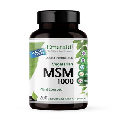 EMERALD LABS MSM 1000mg - Joint, Liver &amp; Immune Support Supplement with Methylsulfonylmethane - Gluten-Free &amp; Additive-Free - 200 Vegetable Capsules Up to 100-Day Supply
