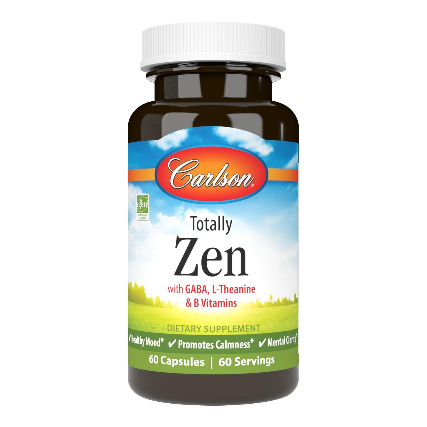Carlson - Totally Zen, GABA, L-Theanine &amp; B Vitamins, Healthy Mood, Promotes Calmness &amp; Mental Clarity, 60 Capsules