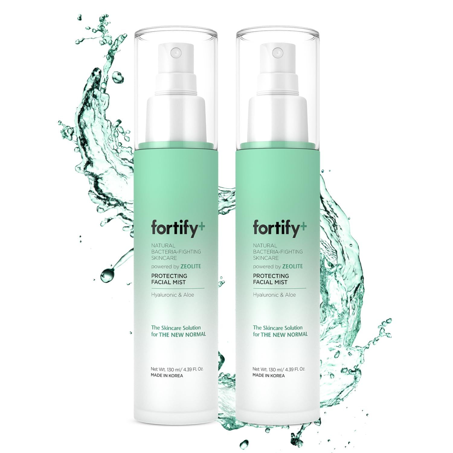 Fortify Skincare 9-in-1 Korean Facial Mist Spray with Hyaluronic Acid &amp; Aloe Vera - Hydrating &amp; Refreshing - Dermatologist Tested - All Skin Types - Clean Beauty - 130ML - 2 Pack