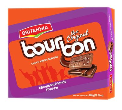 Britannia Bourbon the Original - Choco Creme Biscuits 27.51oz 780g - Pack of 1 - Smooth Chocolate Cream Biscuits for Breakfast &amp; Snacks - Topped with Sugar Crystals