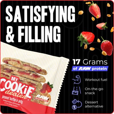 My Cookie Dealer Protein Cookies, Peanut Butter & Jelly 2.2oz, Pack of 12 - 17g Protein per Cookie - Individually Wrapped Workout Snacks for On-The-Go Travel