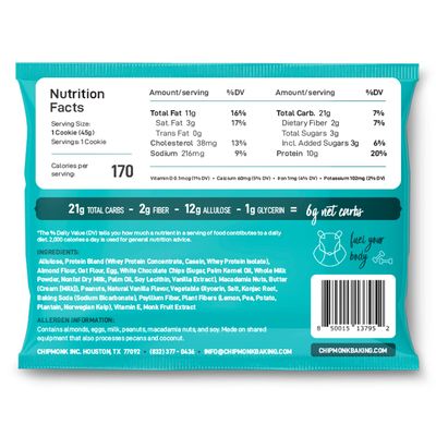 ChipMonk Protein Cookies - White Chocolate Macadamia 6 Pack 10g Protein, 6g net Carbs, 3g Total Sugar, High Protein Snacks, Gluten Free, Healthy Meal Replacement Gym Food