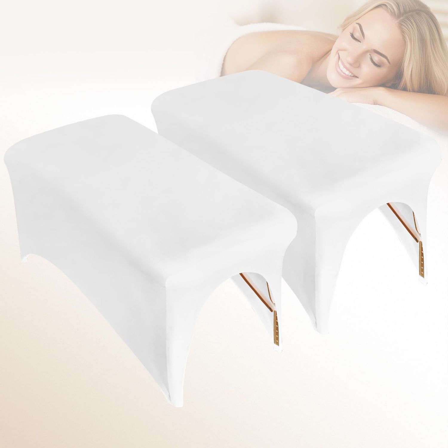 Patioman 2-Pack Lash Bed Cover Professional Stretchy Spa Bed Cover Reusable Massage Table Cover Beauty Bed Protective Topper, Excellent for Lash Extension, Massage, Spa, Salon, Wax, Tattoo White