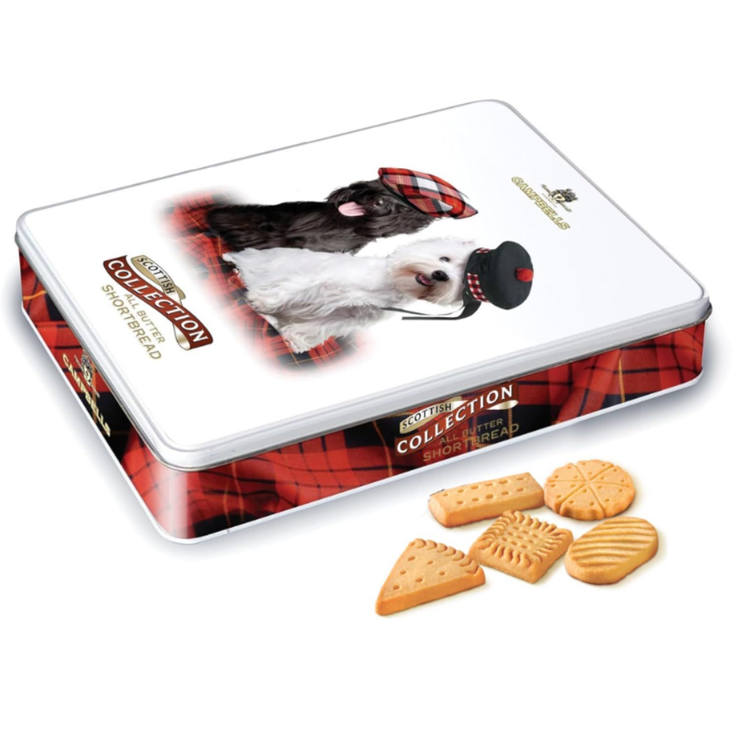 Campbells All Butter Shortbread Cookies Delicious Scottish Assorted Cookies in Westie Tin Gift Pack from Scotland British Soft Biscuits for Coffee or Tea Break 5.29 Oz150 g