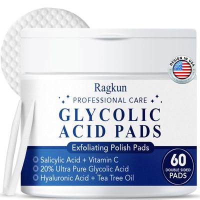 Ragkun Exfoliating Pads with Salicylic Acid, Toner Pads for Face with Vitamins C, Tea Tree Oil Facial Radiance Deep Cleaning Effect, Dark Spot Removers 60 Count