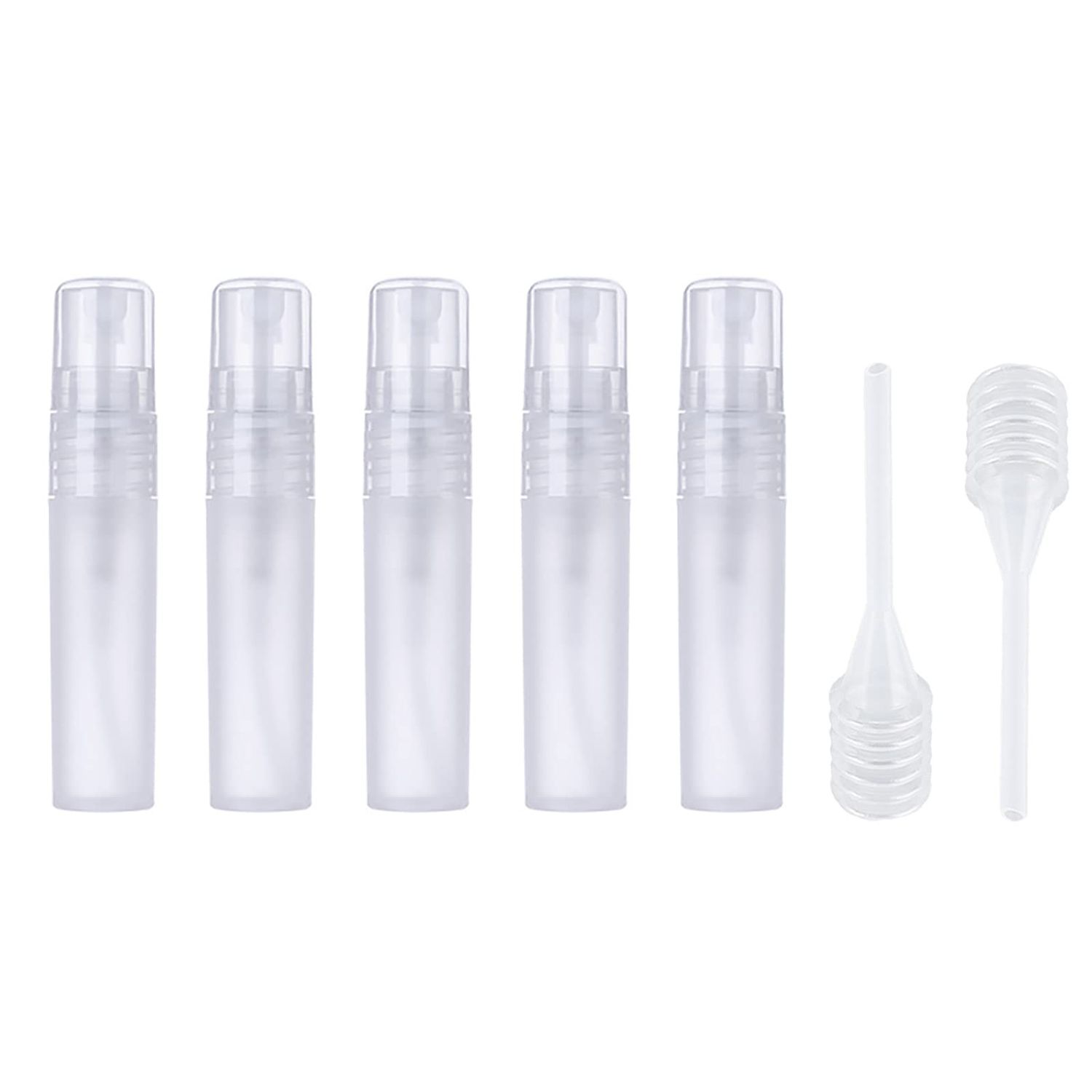 5ml Refillable Travel Spray Bottle Frosted Slim Body Perfume Atomizer Pocket Mini Fine Mist Spritzer Bottle Empty Liquid Pump Spray bottle for Sanitizer Hair Face Makeup Home Cleaning Plant w Fillers