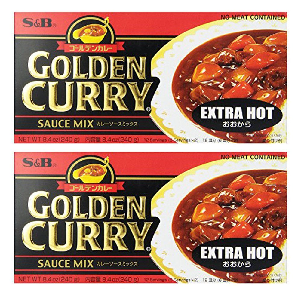 2 Packs S&amp;B Golden Curry Sauce Mix, Extra Hot, 8.4-Ounce